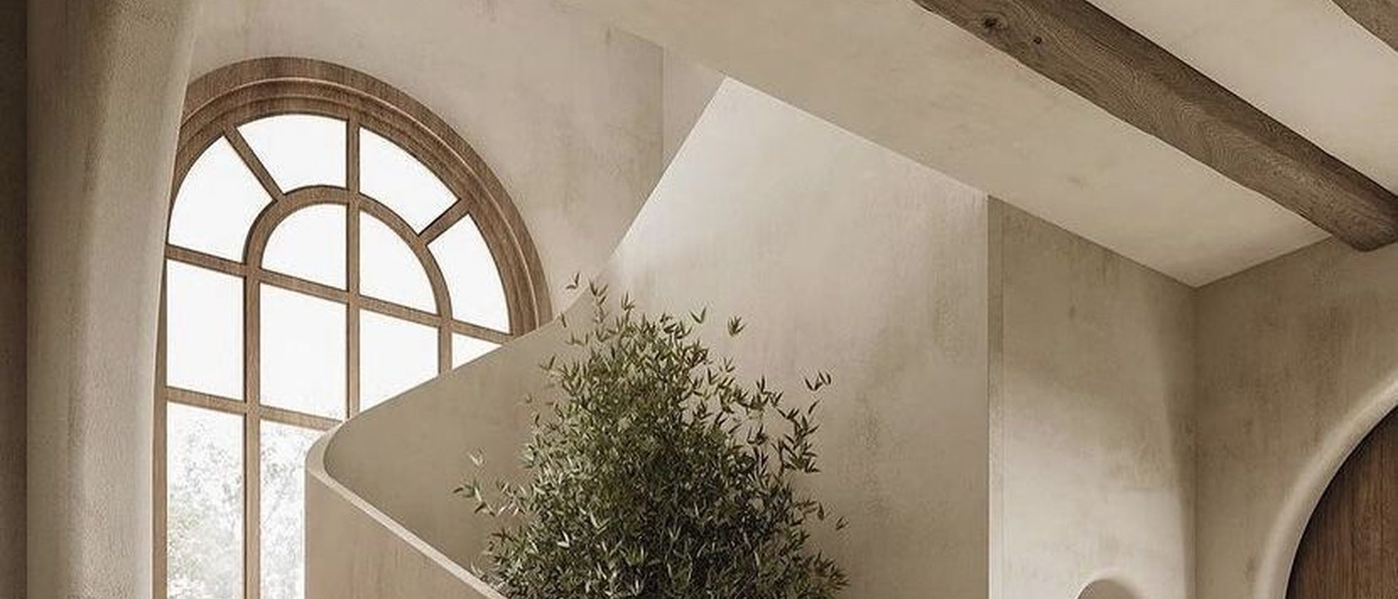 A hand-applied plaster finish on an interior wall in Austin, Texas.