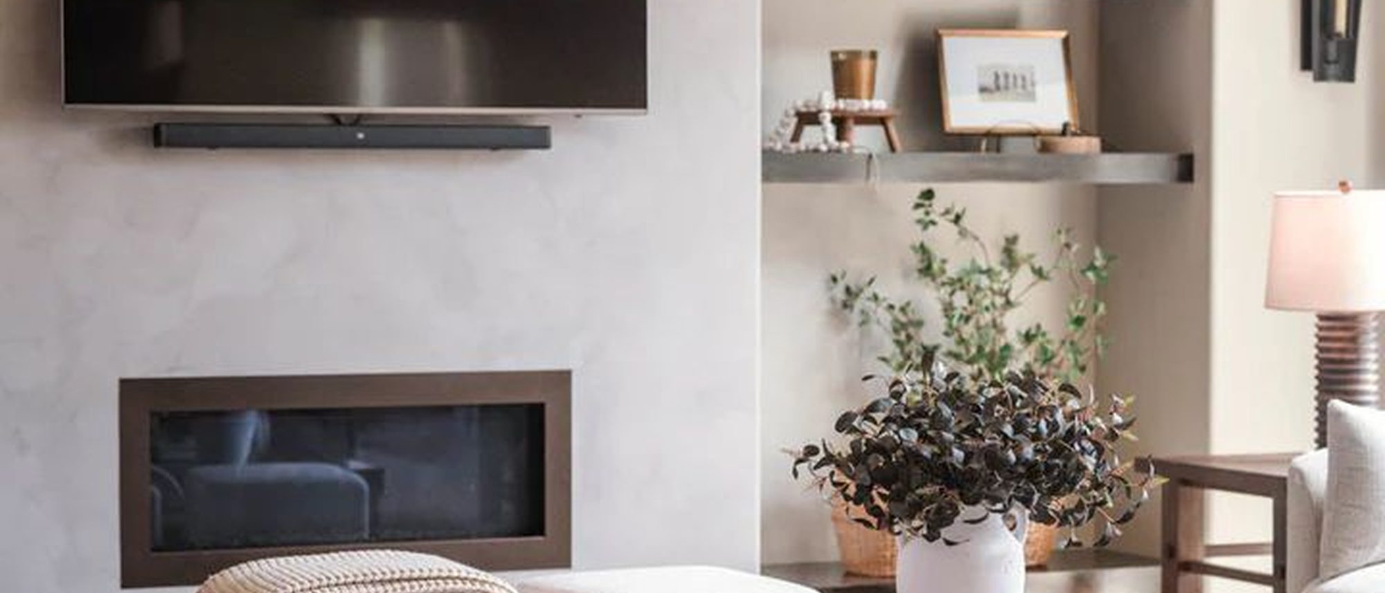 Limewash plaster wall with a soft, mottled matte patina