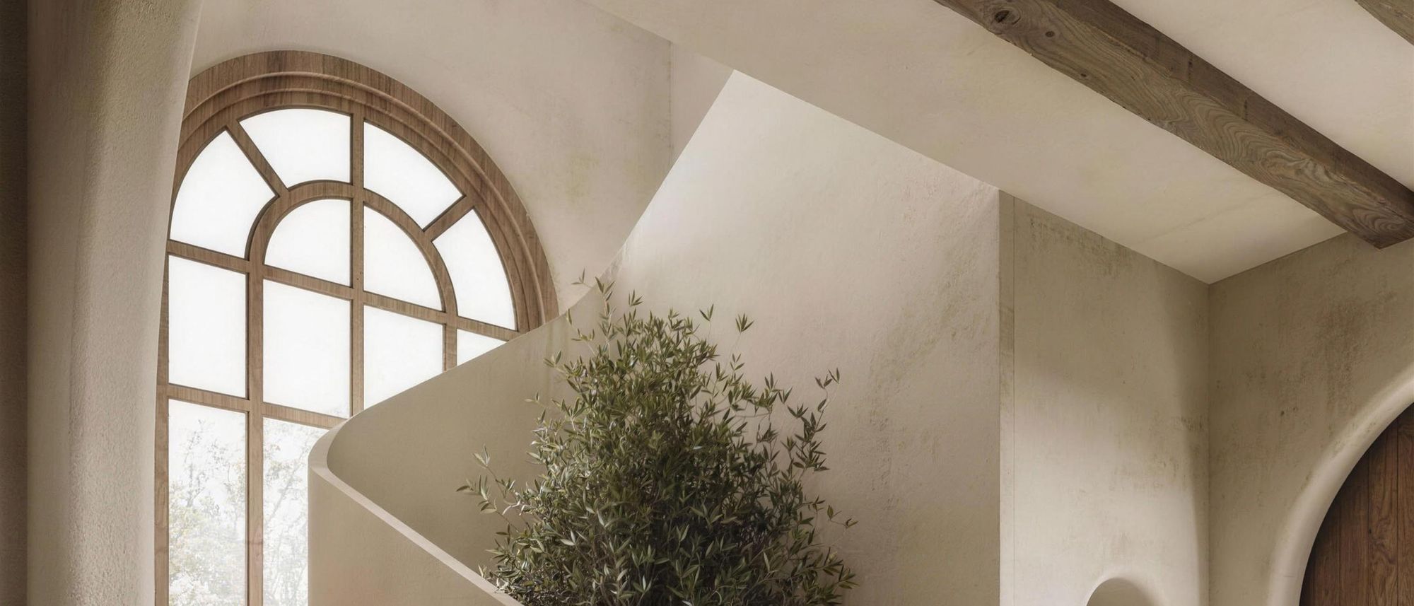 A hand-applied plaster finish on an interior wall in Austin, Texas.