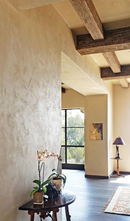 Venetian plaster wall detail with polished sheen